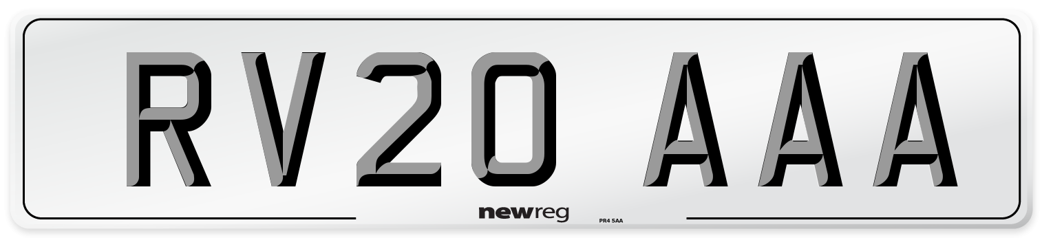 RV20 AAA Number Plate from New Reg